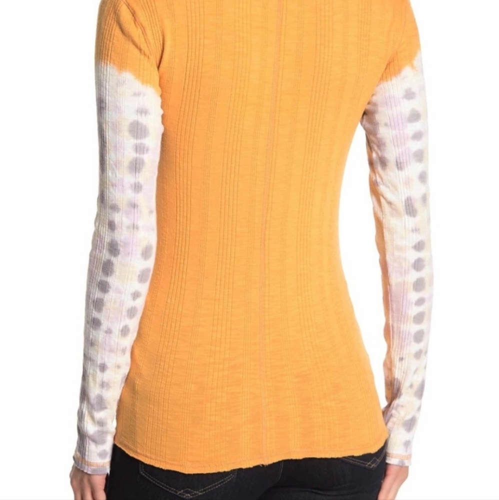 Free People We The Free Big Sur Long Sleeve T Shirt Gold Ribbed Knit Small - Picture 2 of 11